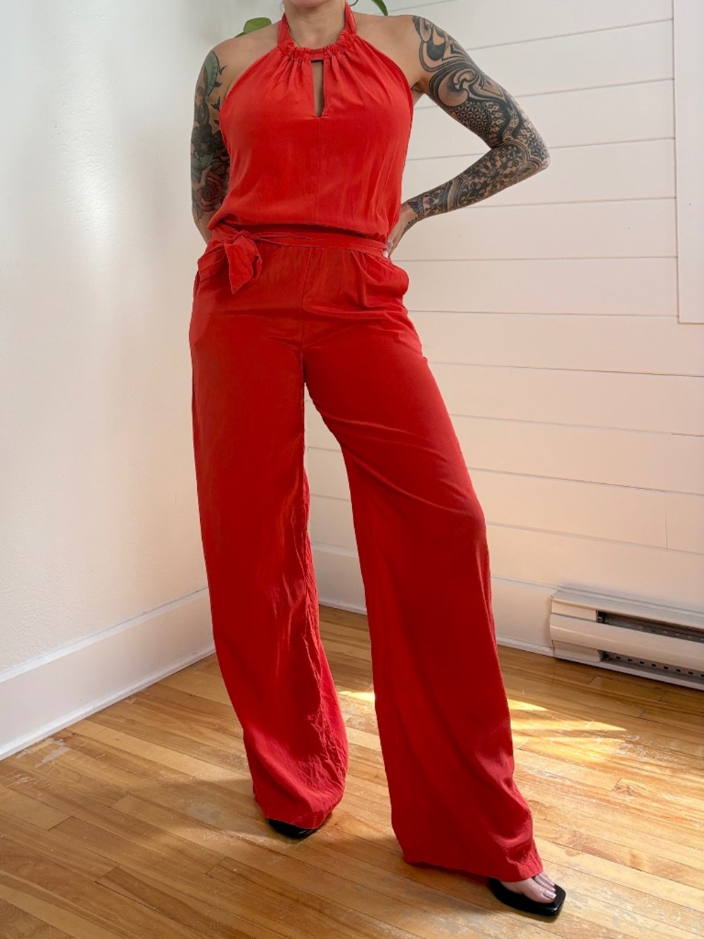 Karina Grimaldi silk halter neck jumpsuit